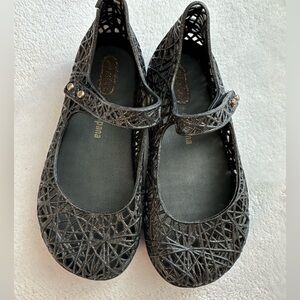 Mini Melissa Black Glitter Dress Shoes. Girls size 10